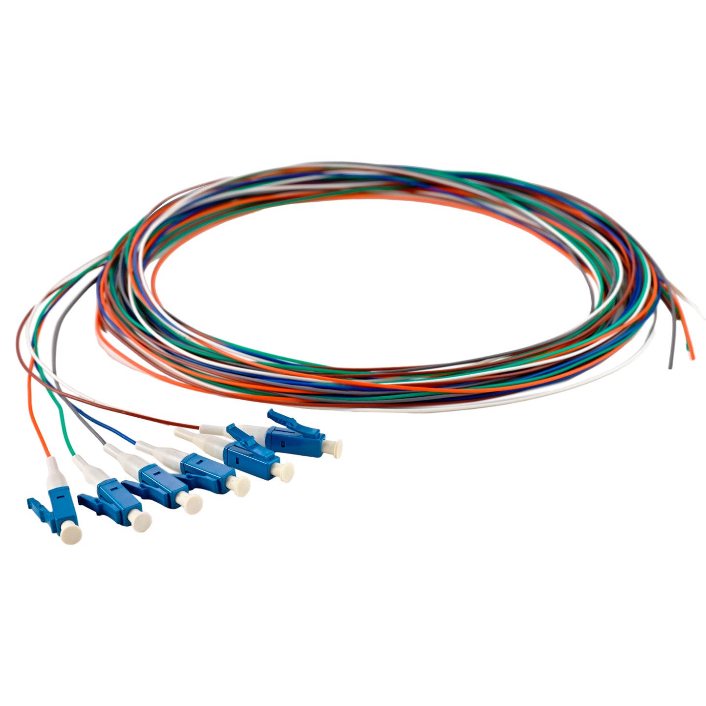 Pigtail LC/UPC 6 colors Singlemode OS2 9/125 G657A1 0.9mm OFNR 3M, semitight