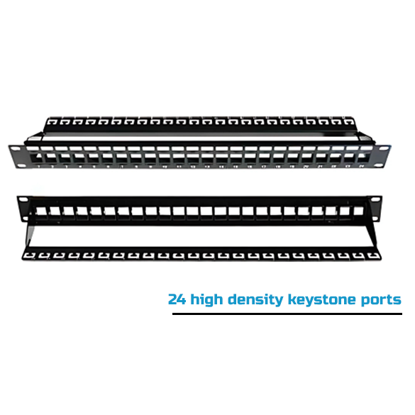 Blank Patch Panel UTP, with Cable Manager, 24 Port, 1U Black