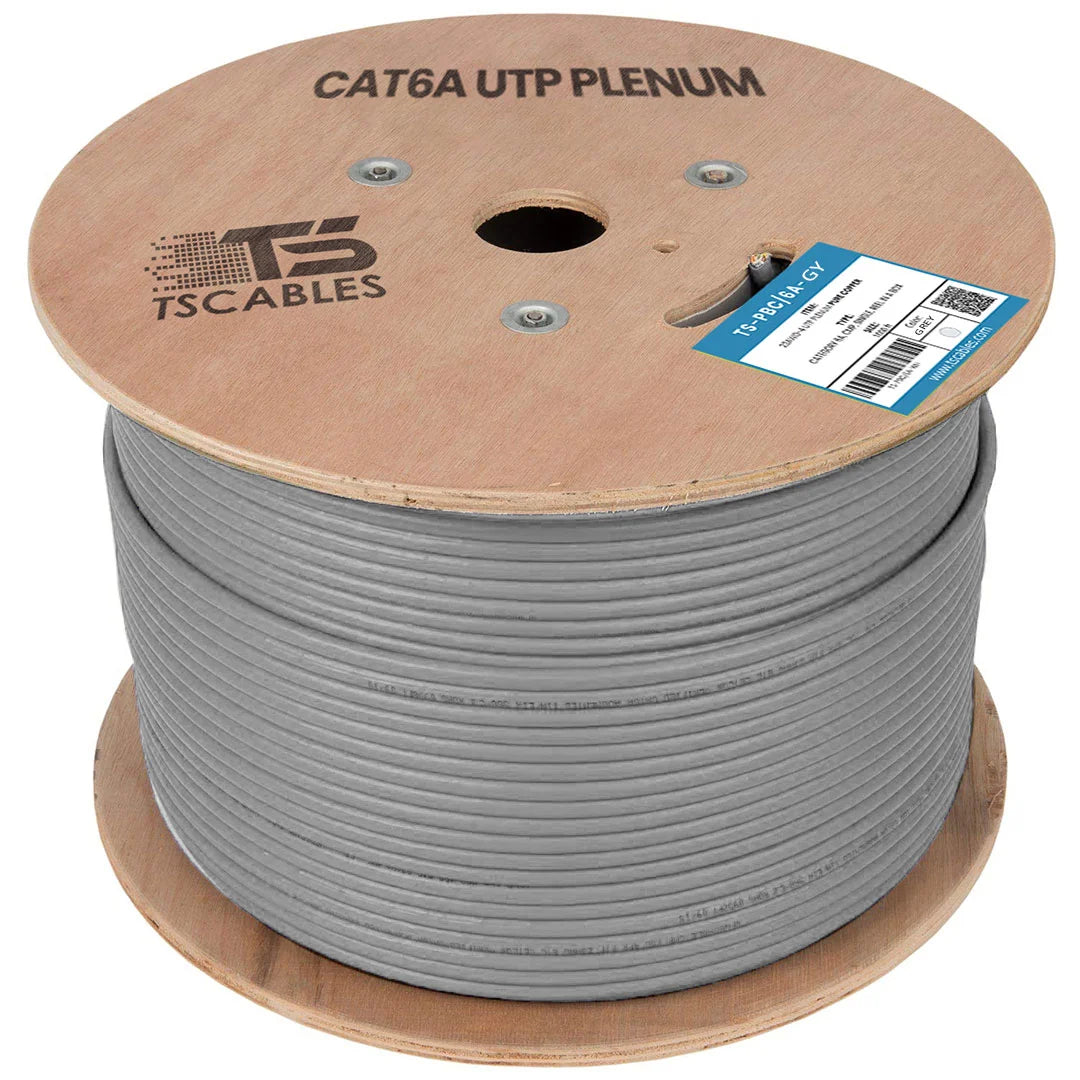 Cat6a Plenum Cable | Unshielded Twisted Pair | Gray | 1000 Ft