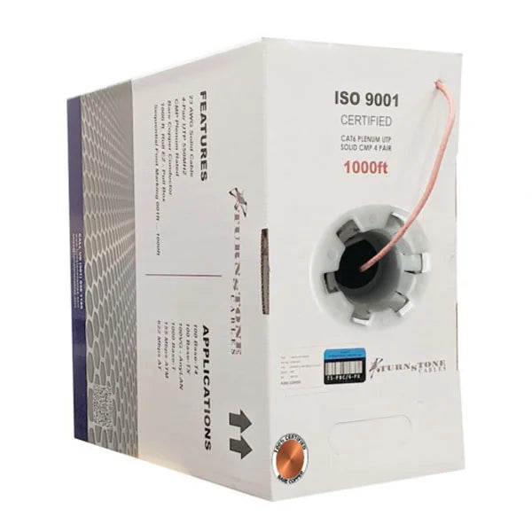 Cat6 Plenum Cable 1000 ft | Unshielded Twisted Pair | Solid Bare Copper | Pink