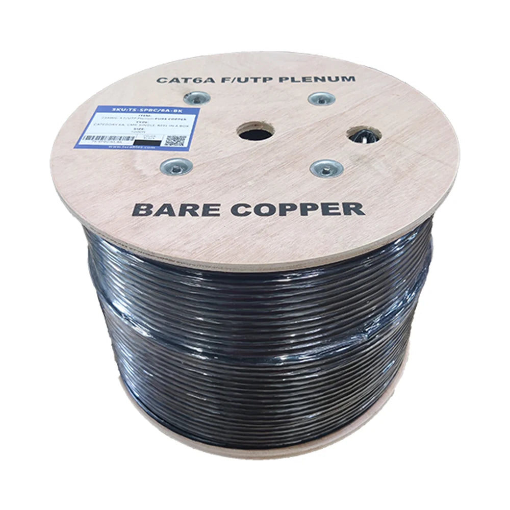 Cat6a Plenum Rated Cable | Shielded F/UTP | 1000 Ft | Black