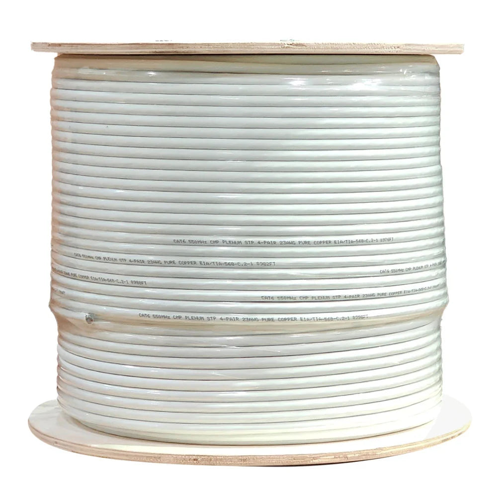 Cat6 Plenum Rated Shielded F/UTP 1000 Ft Cable White
