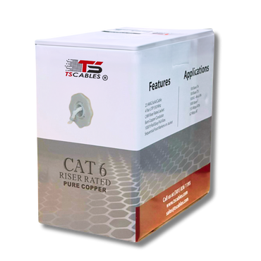 Cat6 Riser Cable | Unshielded Twisted Pair (UTP) | Solid Bare Copper | 1000. Ft