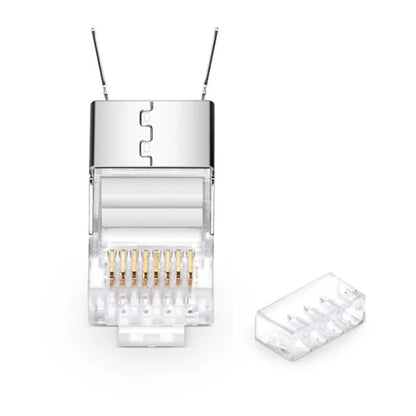 Cat7 Standard RJ45 Modular Plugs for 23AWG Twisted Pair Solid Cable (Pack of 100) | Shielded