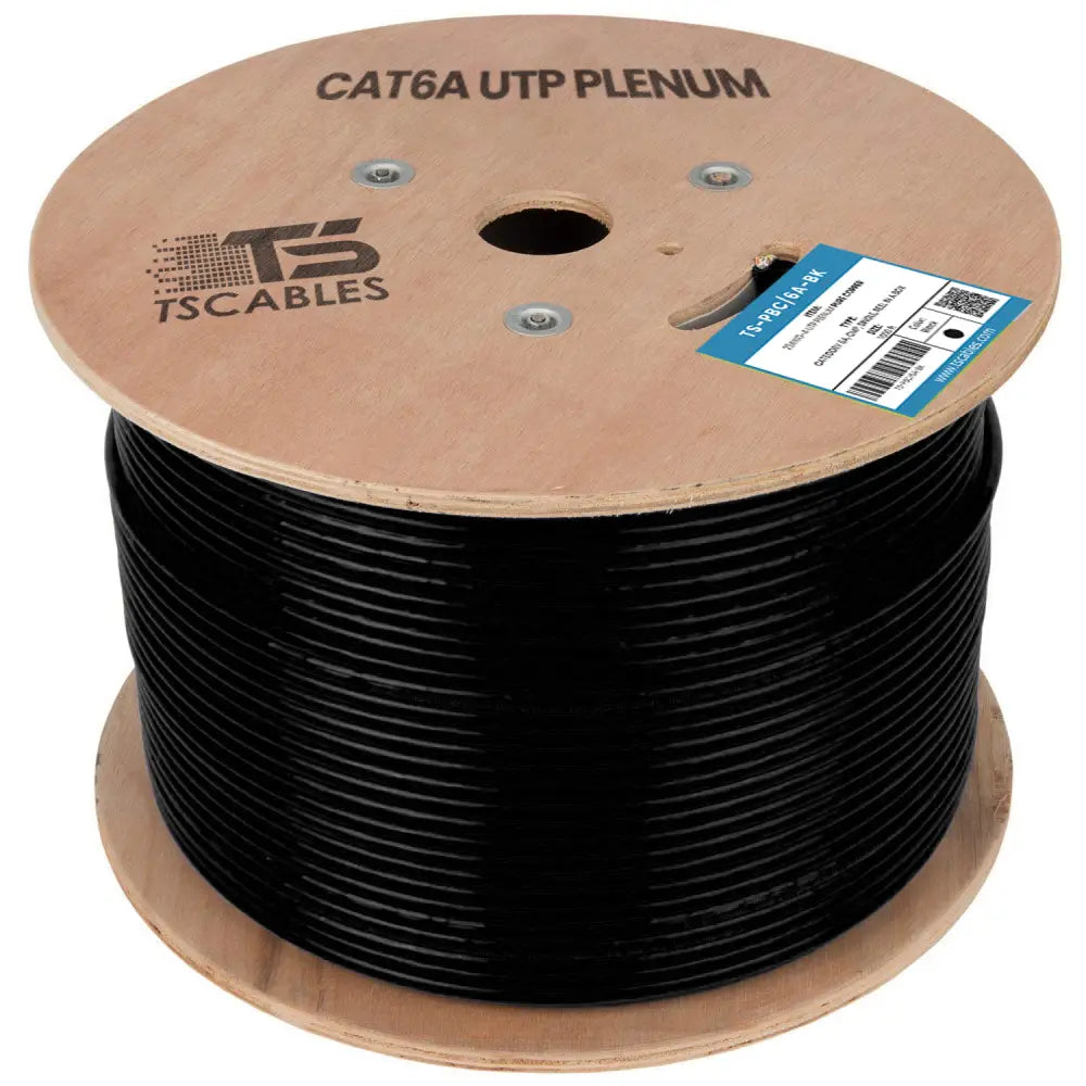 Cat6a Plenum Cable | Unshielded Twisted Pair | Solid Bare Copper | 1000 Ft