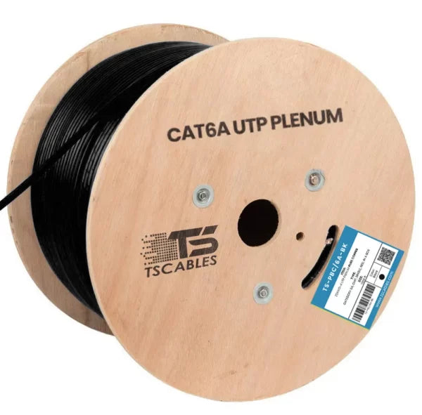 Cat6a Plenum Cable | Unshielded Twisted Pair | Black | 1000 Ft