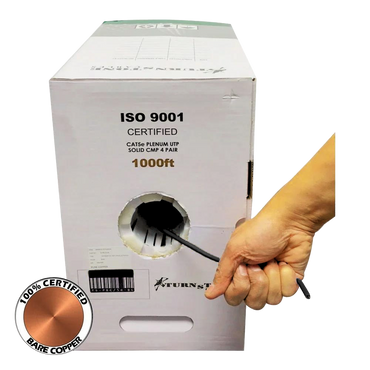 Cat5e Plenum Cable | Unshielded Twisted Pair | Solid Bare Copper | 1000 Ft

