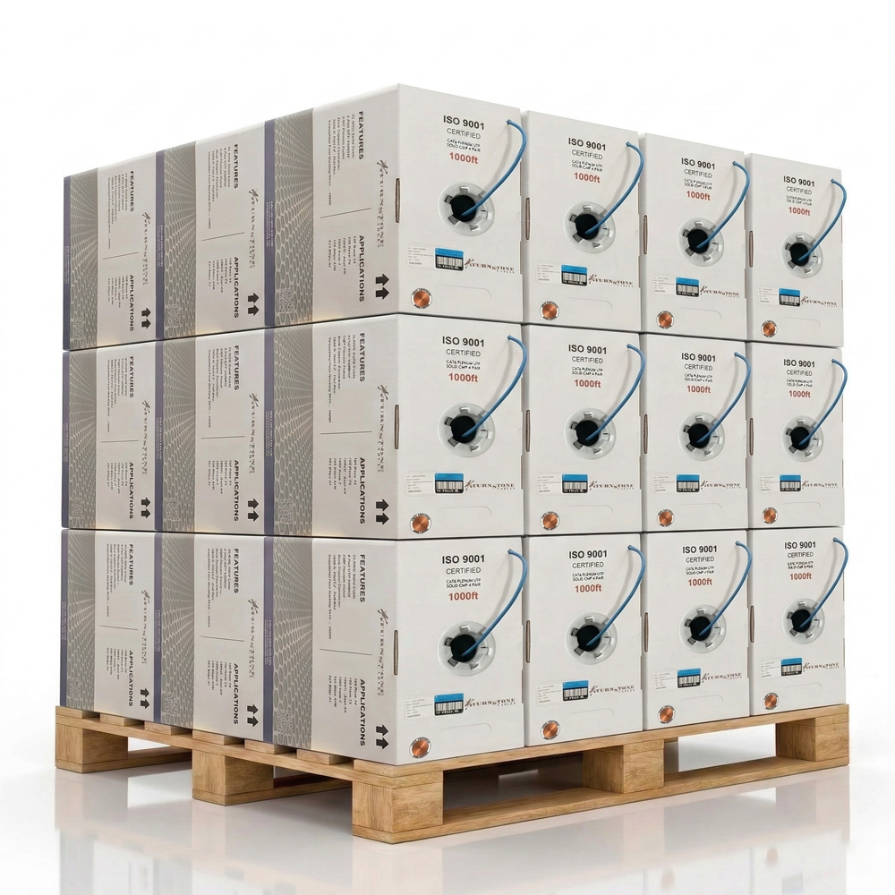 Cat6 Plenum Cable 1000FT UTP Solid Bare Copper Pallet of 36 Boxes