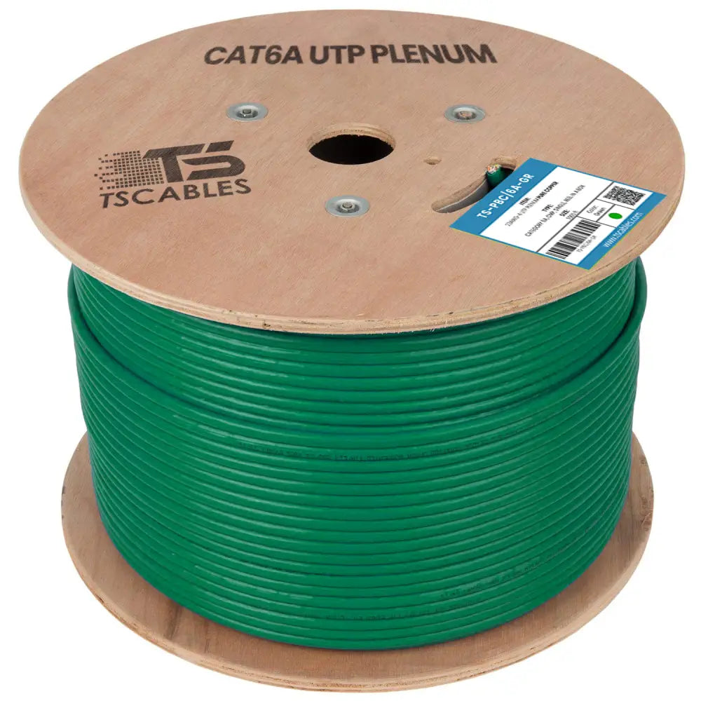 Cat6a Plenum Cable | Unshielded Twisted Pair | Solid Bare Copper | 1000 Ft