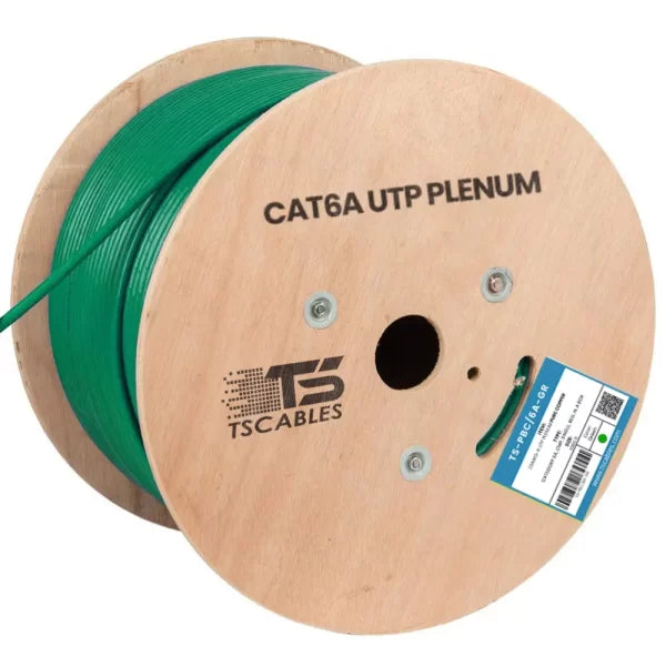 Cat6a Plenum Cable | Unshielded Twisted Pair | Green | 1000 Ft