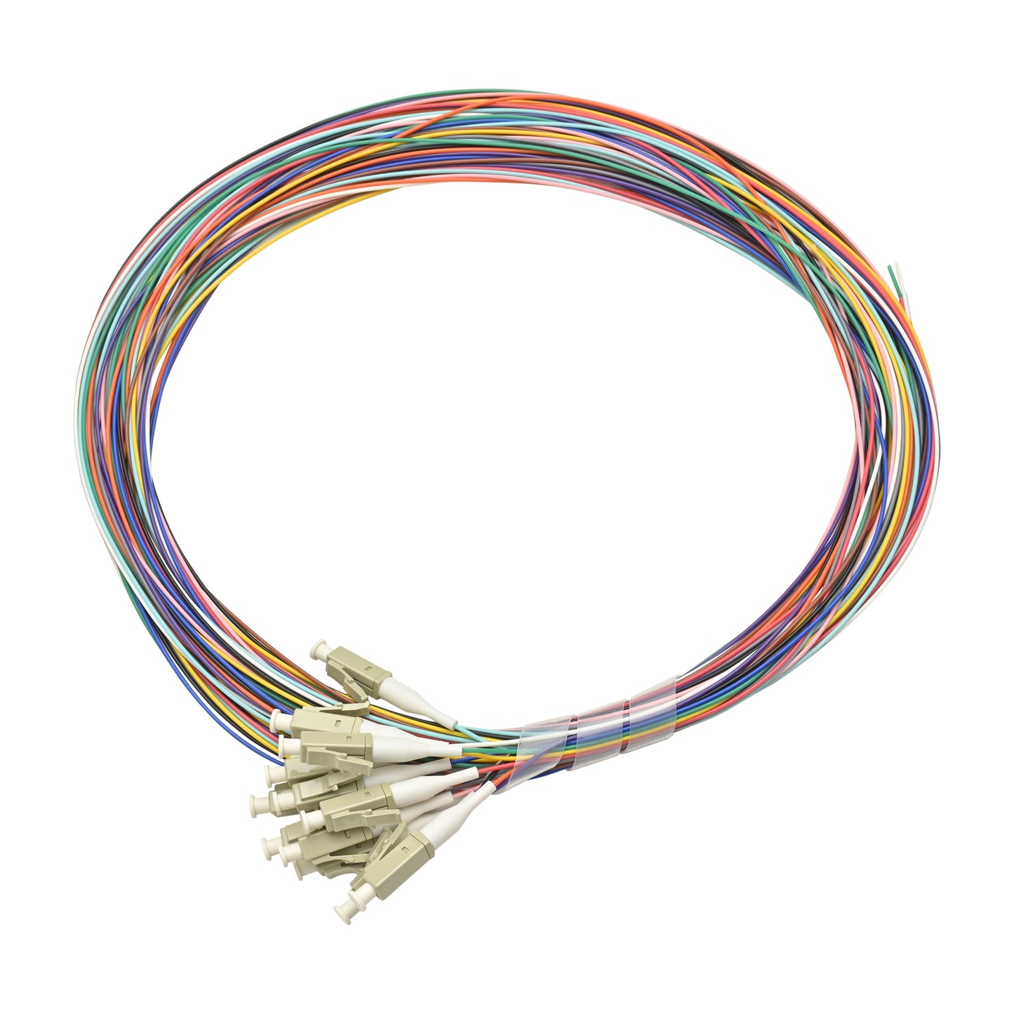 Pigtail LC/UPC 12 colors OM3 0.9mm OFNR 3M, semitight