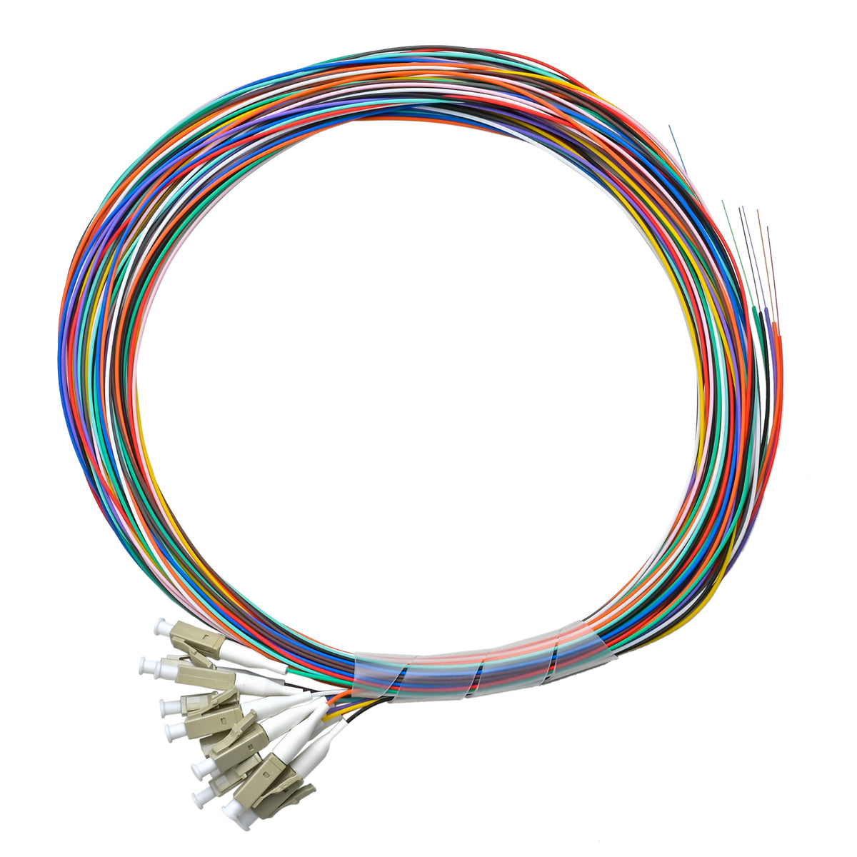 Pigtail LC/UPC 12 colors OM4 0.9mm OFNR 3M, semitight