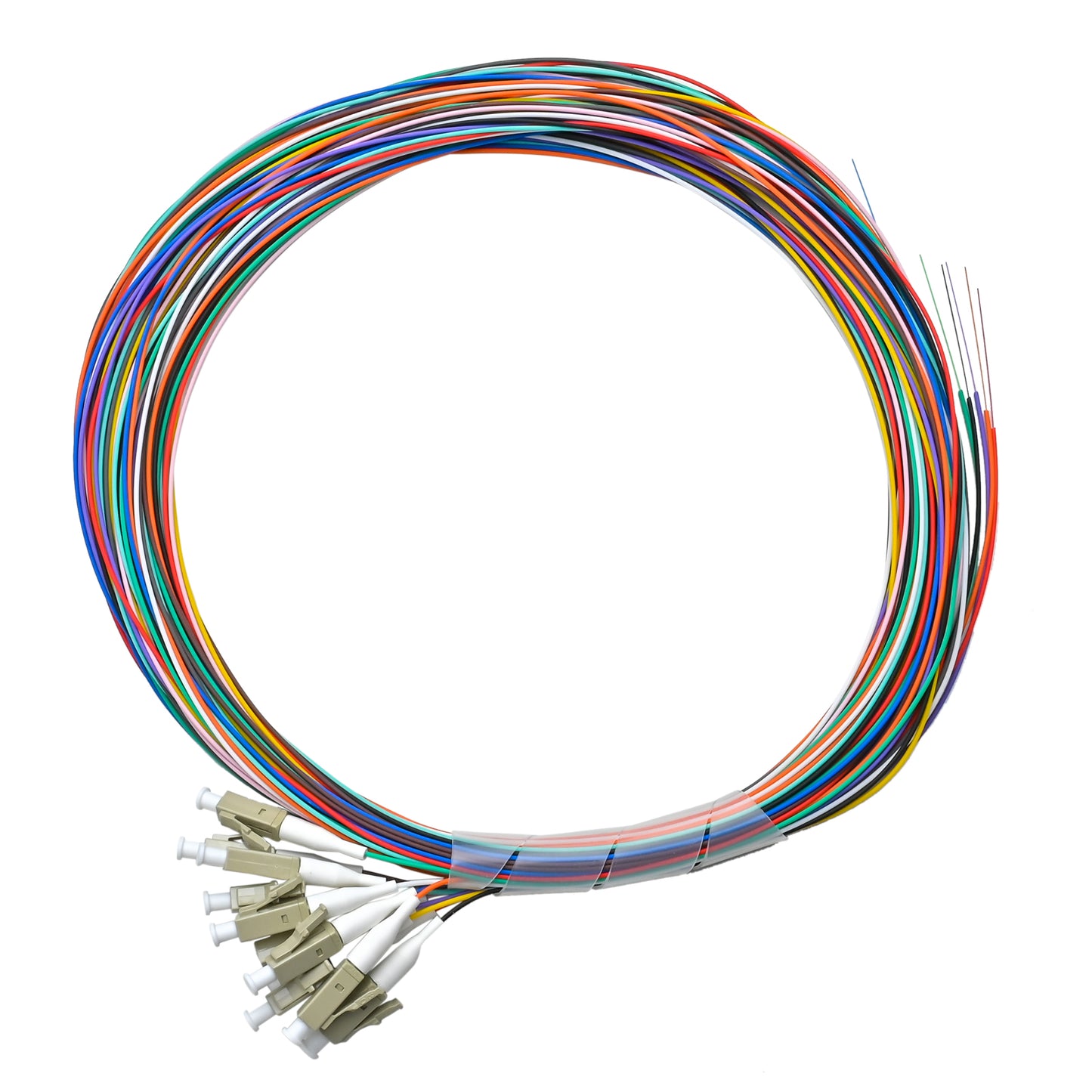 Pigtail LC/UPC 12 colors OM4 0.9mm OFNR 3M, tight buffer