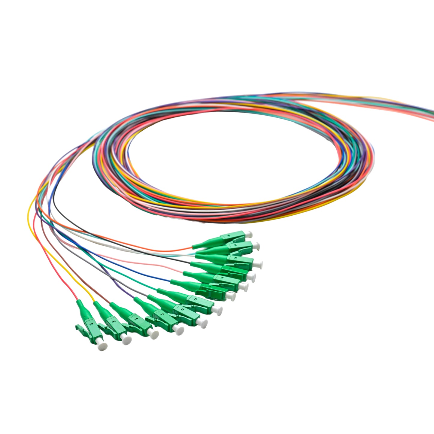 Pigtail LC/APC 12 colors Singlemode 9/125 OS2 G657A1 0.9mm OFNR 3M semitight