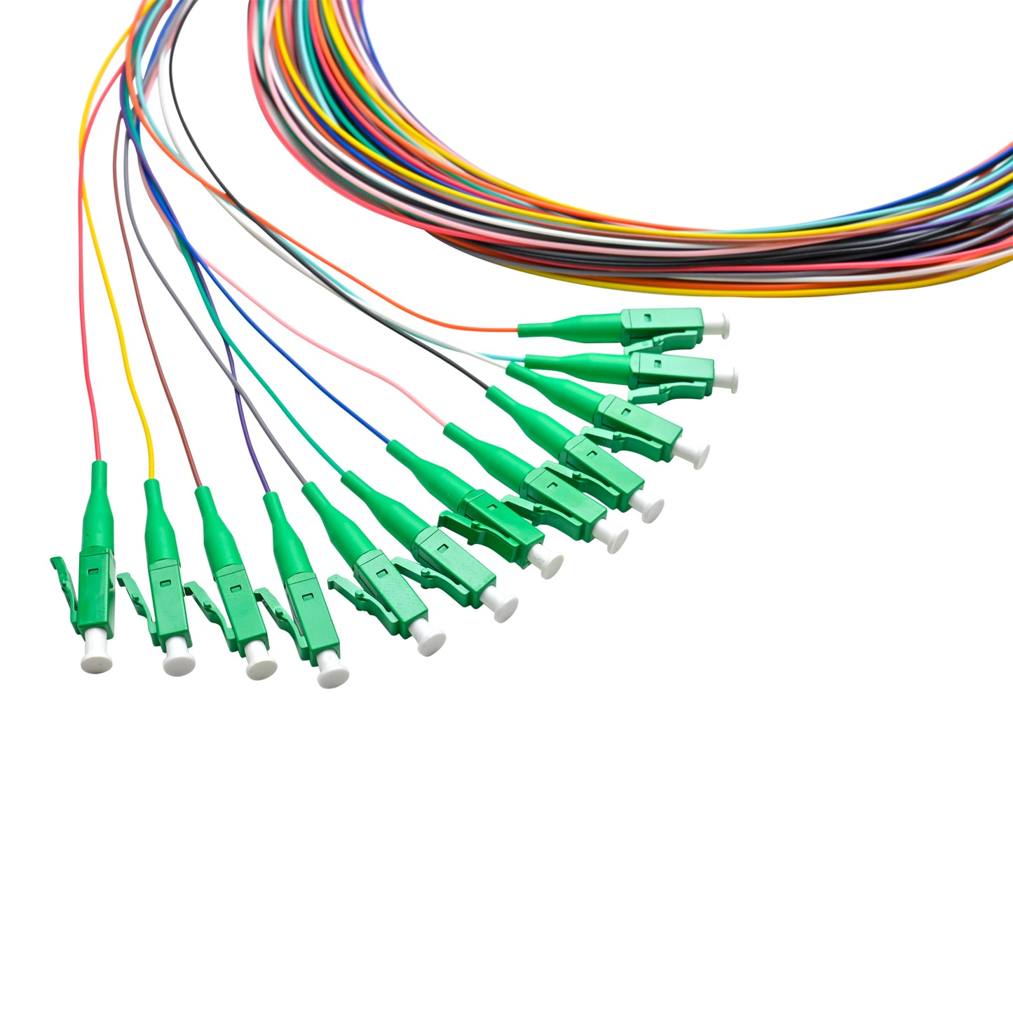 Pigtail LC/APC 12 colors SM G657A1 0.9mm OFNR 3M, tight buffer