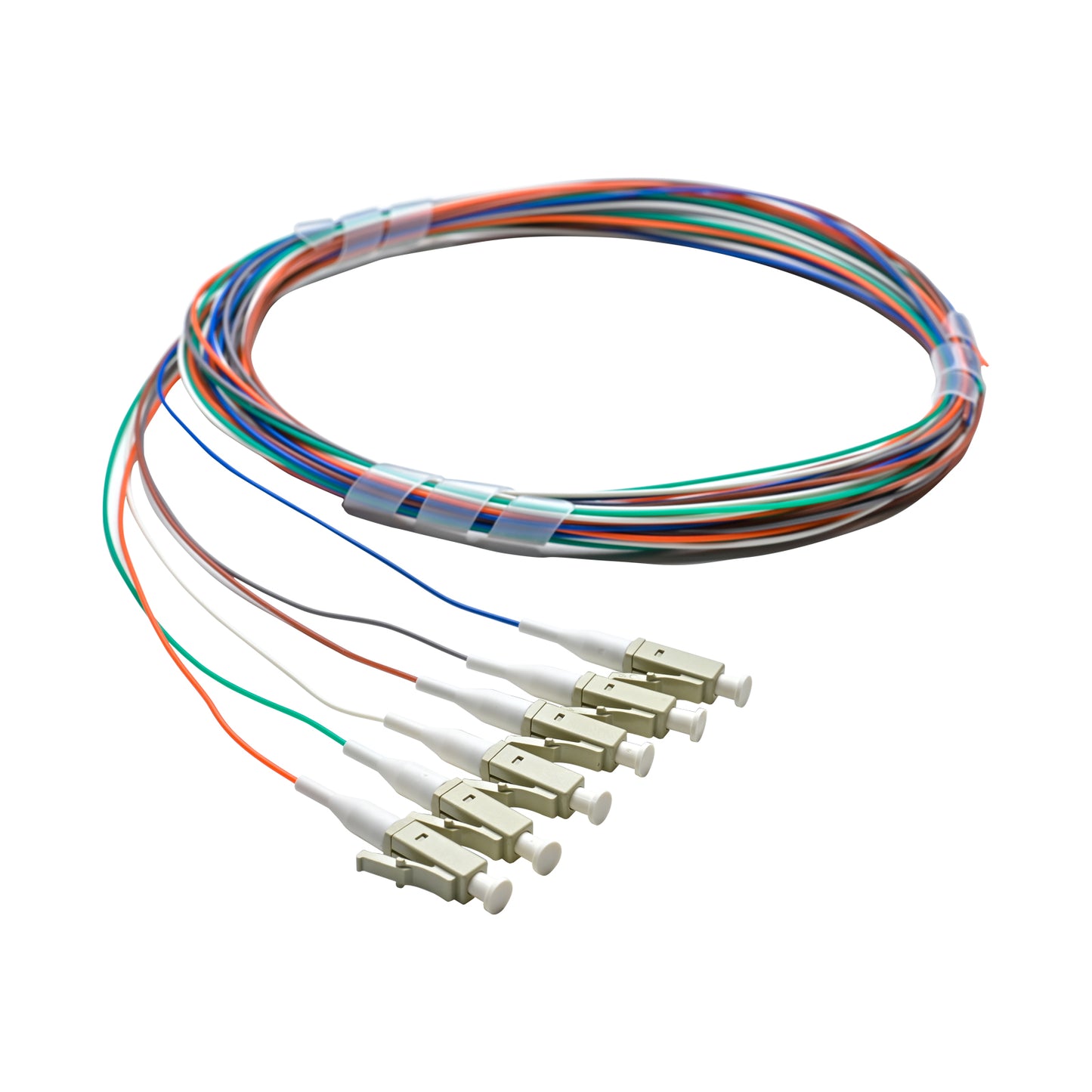 Pigtail LC/UPC 06 colors OM3 0.9mm OFNR 3M, tight buffer