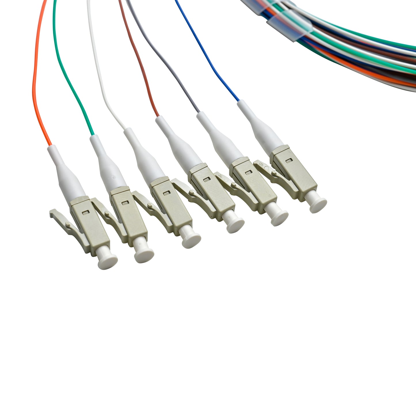 Pigtail LC/UPC 06 colors OM4 0.9mm OFNR 3M, tight buffer