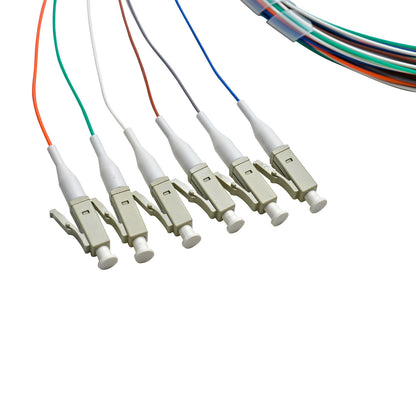 Pigtail LC/UPC 06 colors OM3 0.9mm OFNR 3M, tight buffer
