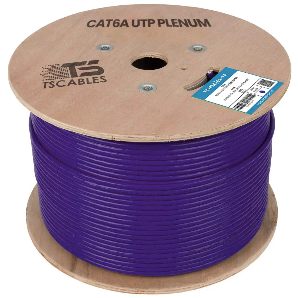 Cat6a Plenum Cable | Unshielded Twisted Pair | Purple | 1000 Ft