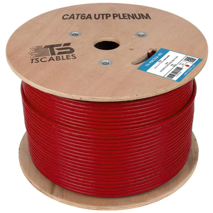 Cat6a Plenum Cable | Unshielded Twisted Pair | Red | 1000 Ft