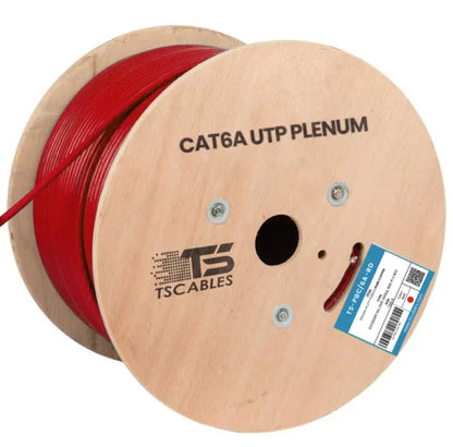 Cat6a Plenum Cable | Unshielded Twisted Pair | Red | 1000 Ft