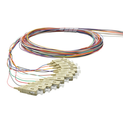 Pigtail SC/UPC 12 colors OM3 0.9mm OFNR 3M, tight buffer