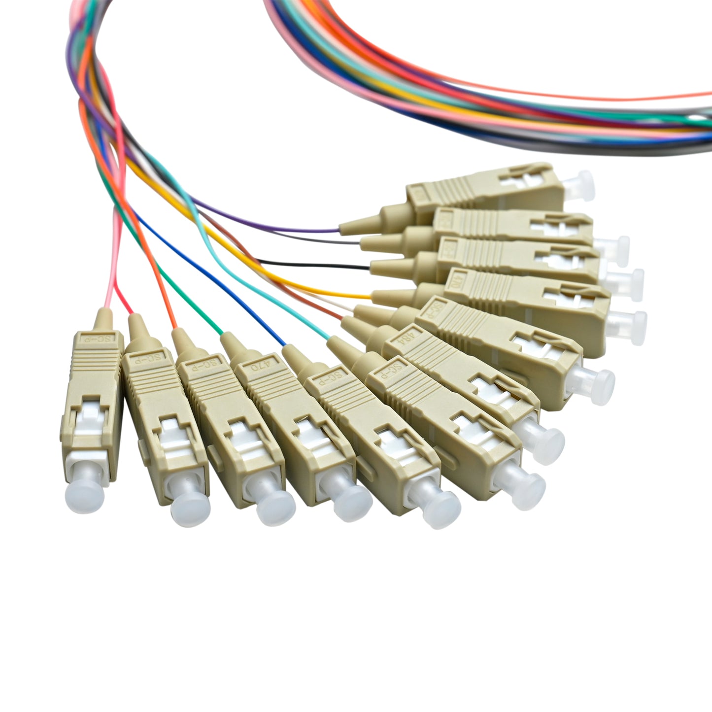 Pigtail SC/UPC 12 colors OM4 0.9mm OFNR 3M, tight buffer