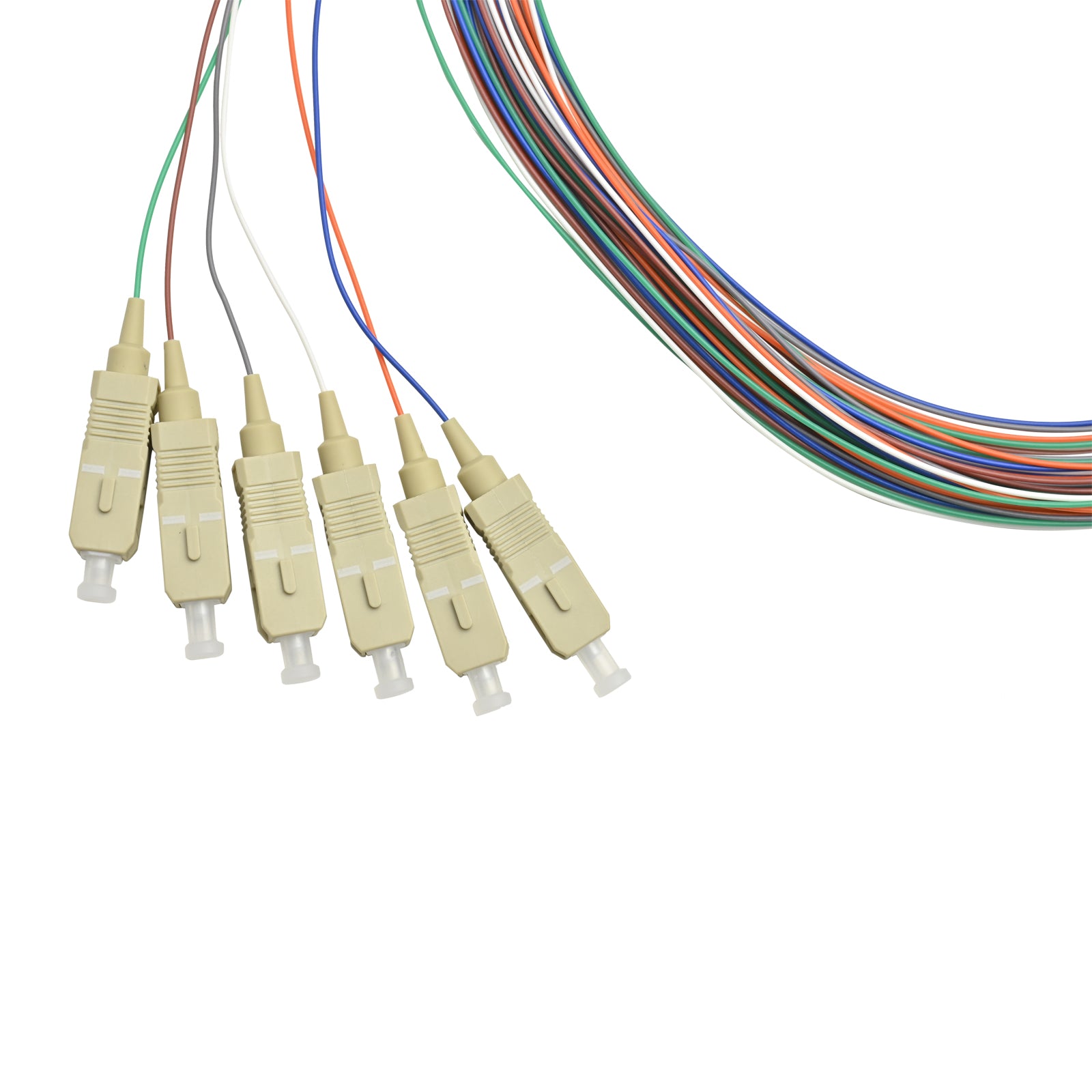 Pigtail SC/UPC 06 colors OM3 0.9mm OFNR 3M, tight buffer