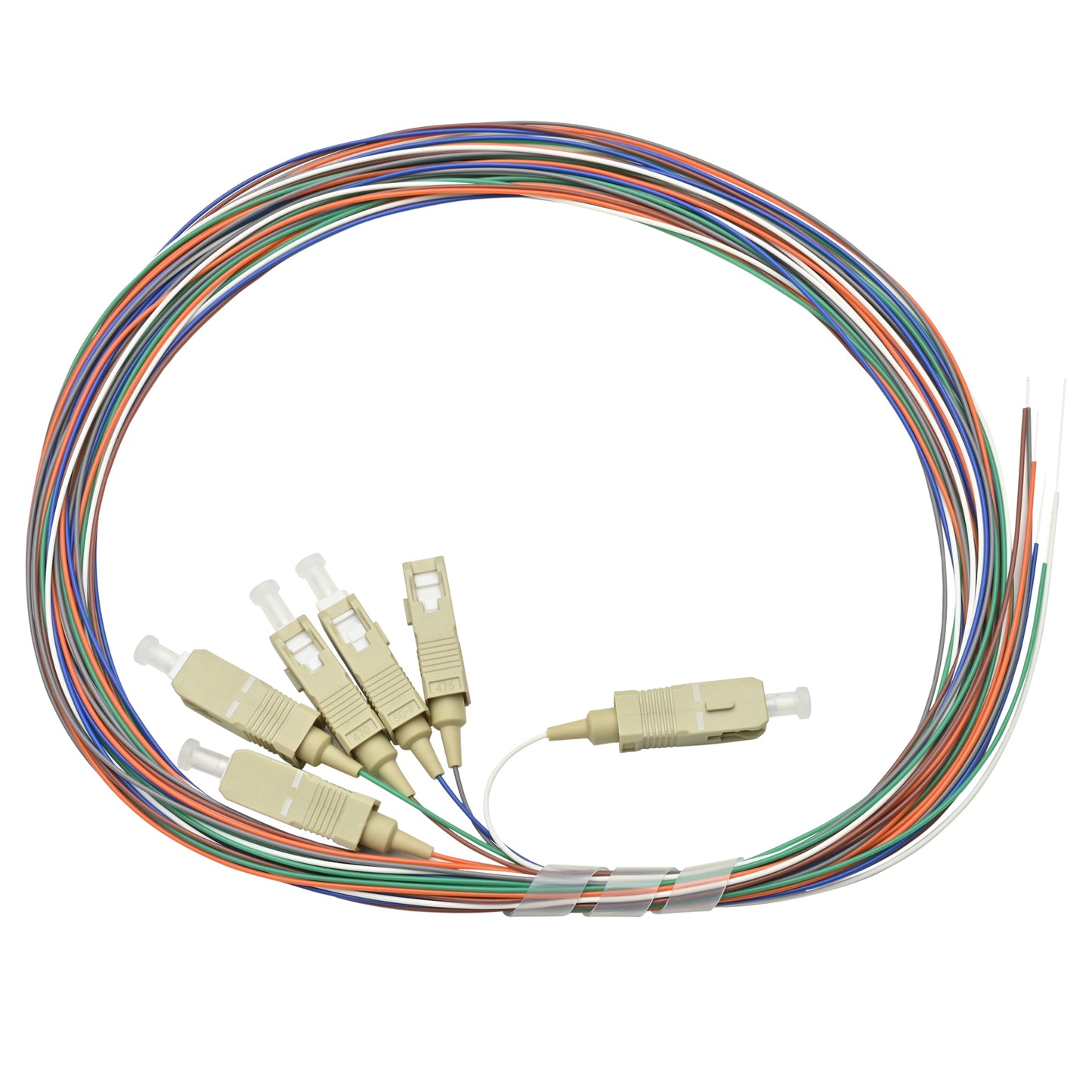 Pigtail SC/UPC 06 colors OM3 0.9mm OFNR 3M, tight buffer