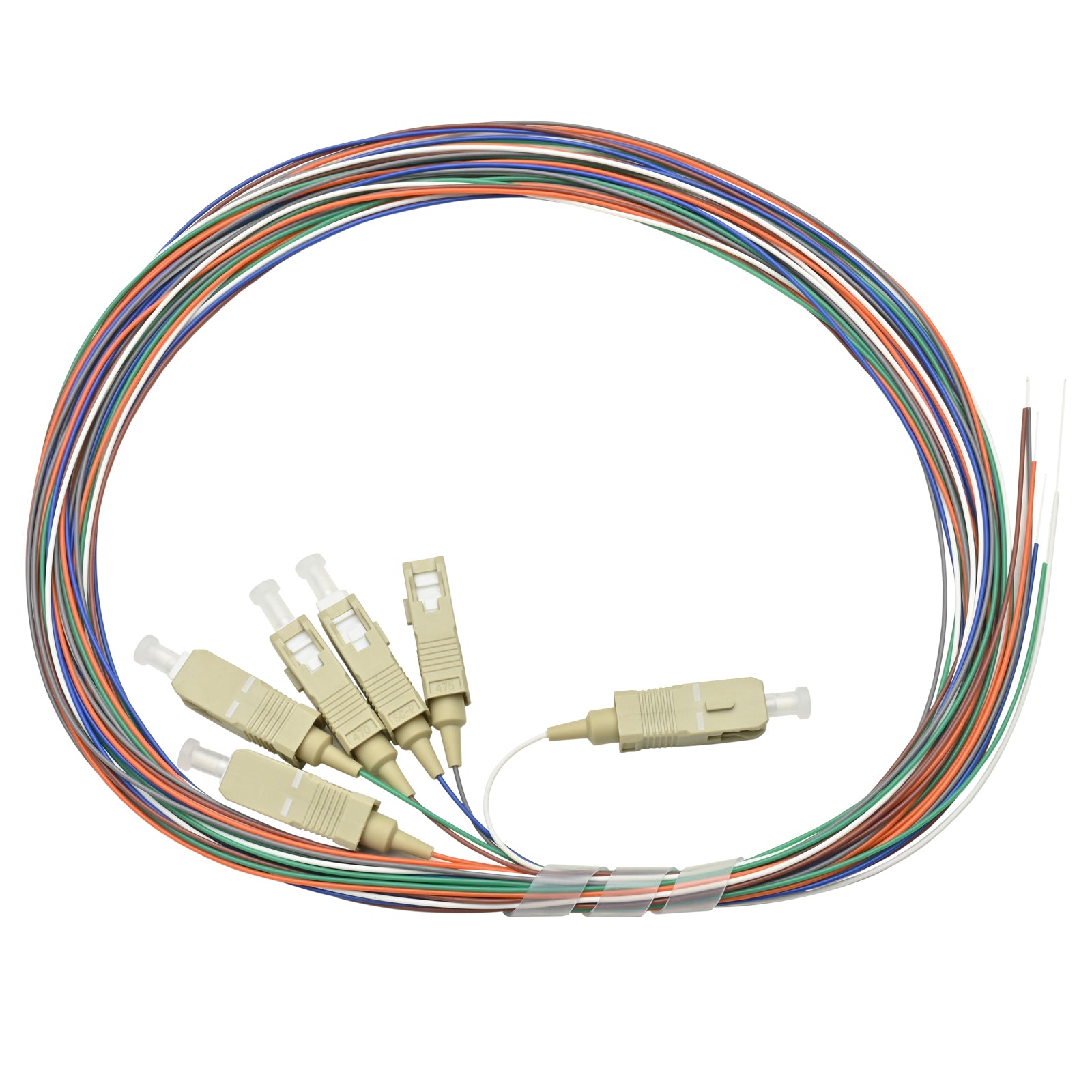 Pigtail SC/UPC 06 colors OM4 0.9mm OFNR 3M, semitight