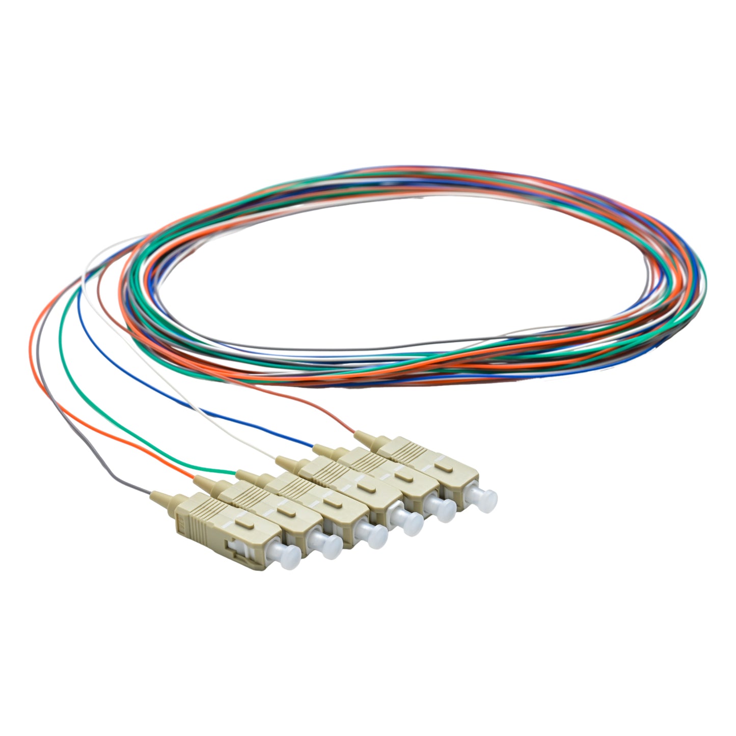 Pigtail SC/UPC 06 colors OM4 0.9mm OFNR 3M, tight buffer