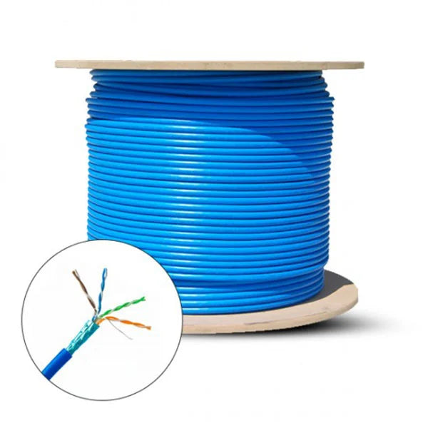 Cat5e Plenum Rated Cable | Shielded F/UTP | Solid Bare Copper | 1000 Ft