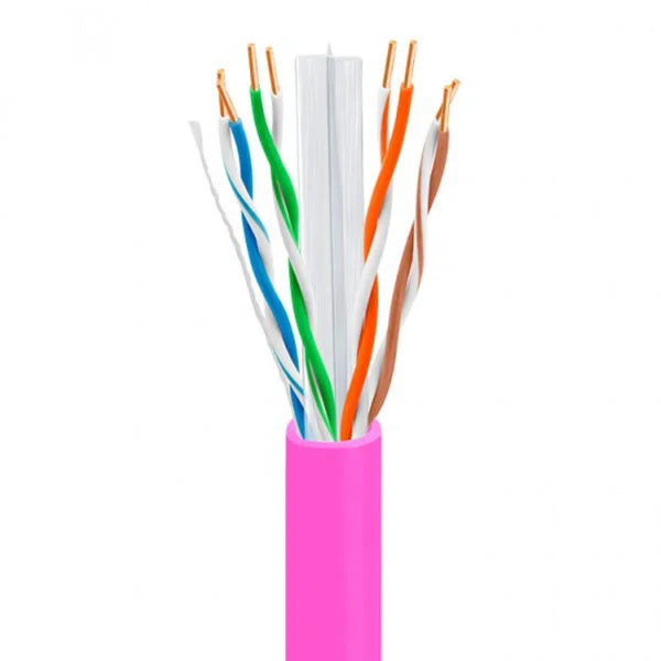 Cat6 Plenum Cable | Unshielded Twisted Pair | 1000 Ft | Pink