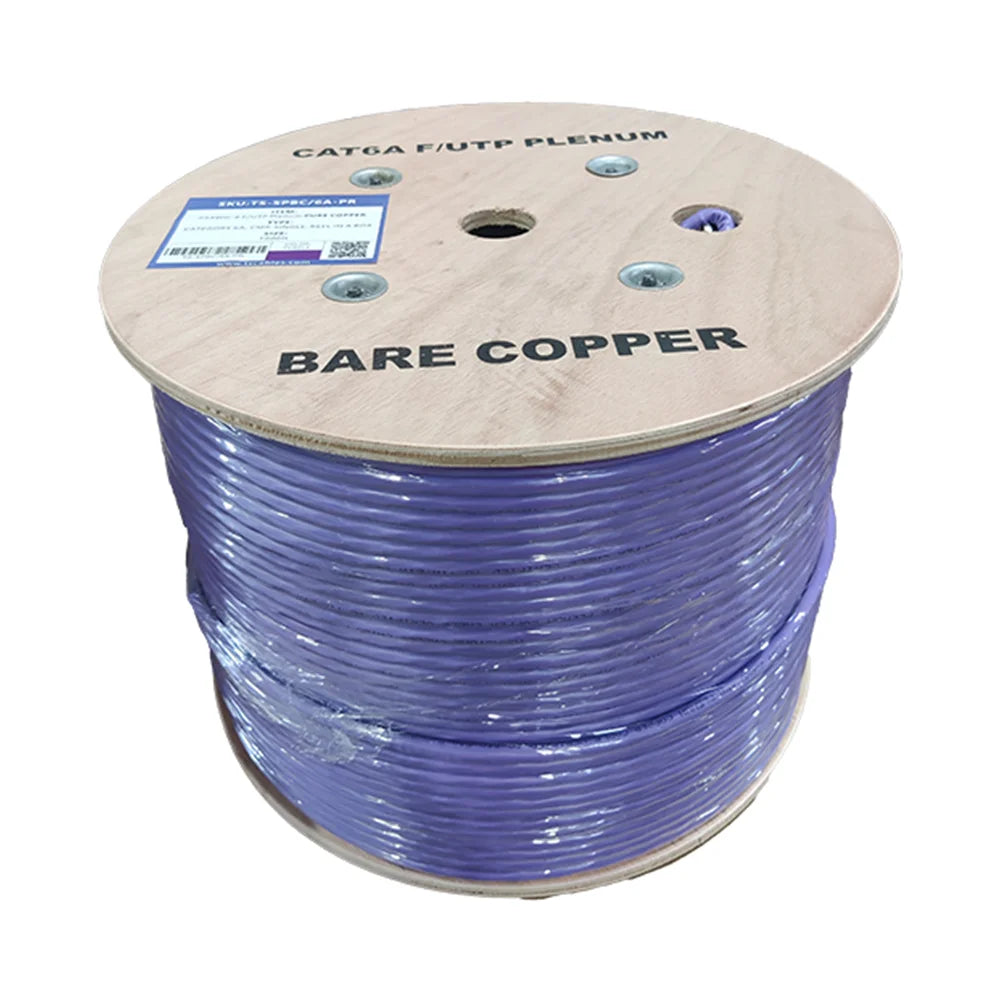 Cat6a Plenum Rated Cable | Shielded F/UTP | Solid Bare Copper | 1000 Ft