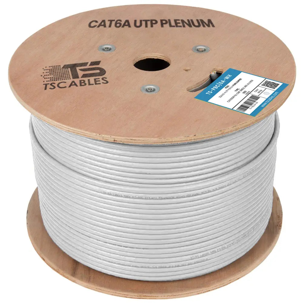 Cat6a Plenum Cable | Unshielded Twisted Pair | Solid Bare Copper | 1000 Ft