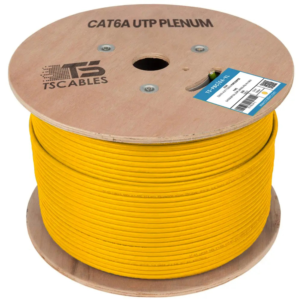 Cat6a Plenum Cable | Unshielded Twisted Pair | Solid Bare Copper | 1000 Ft