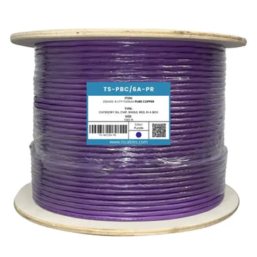 Cat6a Plenum Cable | Unshielded Twisted Pair | Purple | 1000 Ft