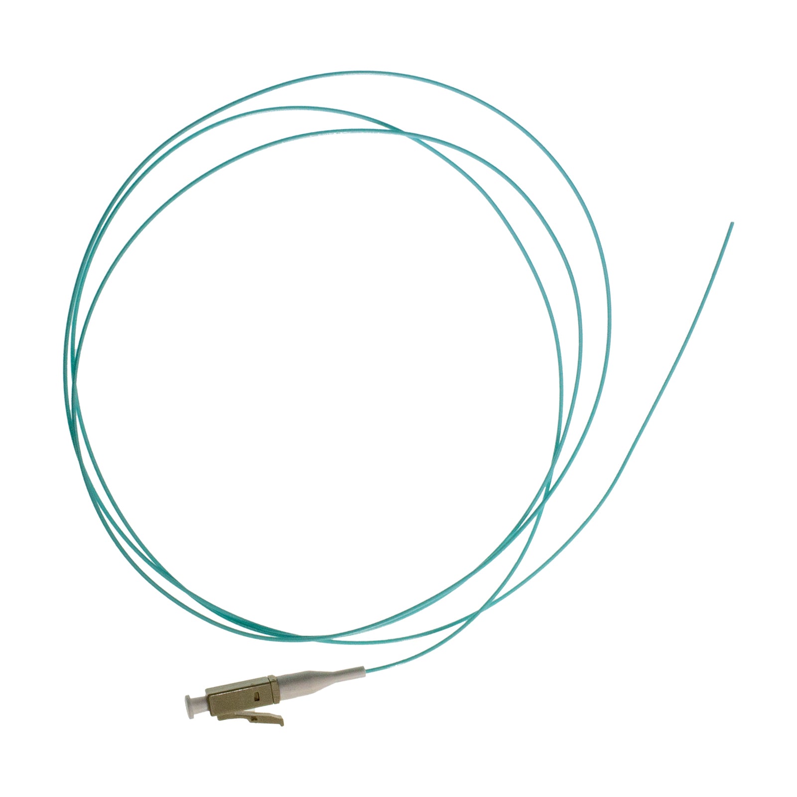 Pigtail LC/UPC OM3 SX 0.9mm OFNR Aqua, tight buffer