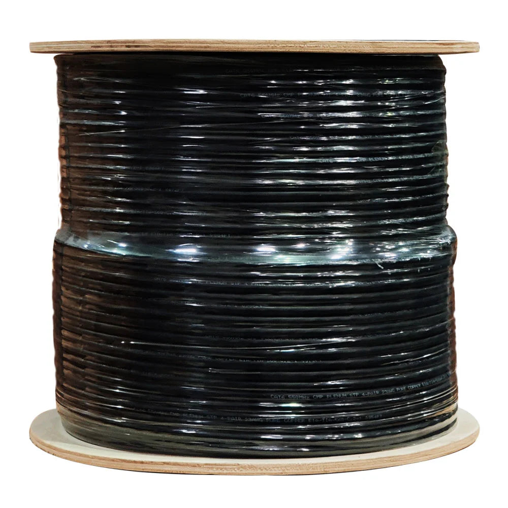 Cat6 Plenum Rated Cable | Shielded F/UTP | 1000 Ft | Black