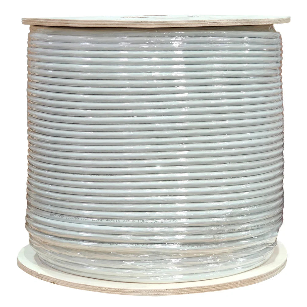 Cat7 Plenum Rated Cable | Shielded (S/FTP) | Solid Bare Copper | 1000 Ft
