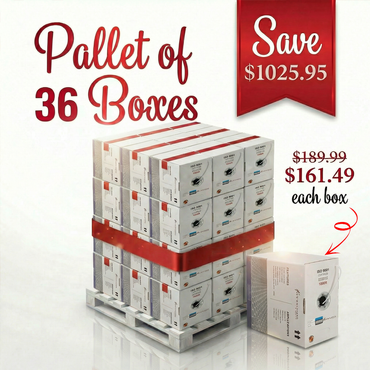 Cat6 Plenum Cable 1000FT UTP Solid Bare Copper Pallet of 36 Boxes